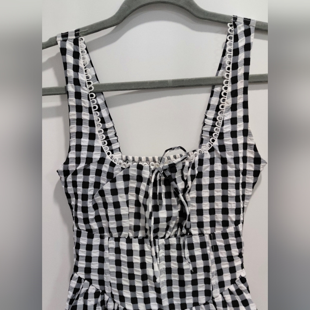 Boho Check Woven Crinkle Maxi Dress XS - Picture 2 of 8
